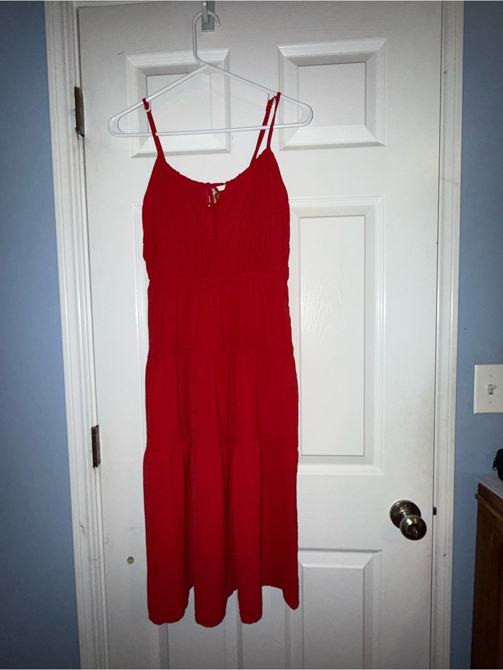 Monteau Red Midi Dress with Tie Front